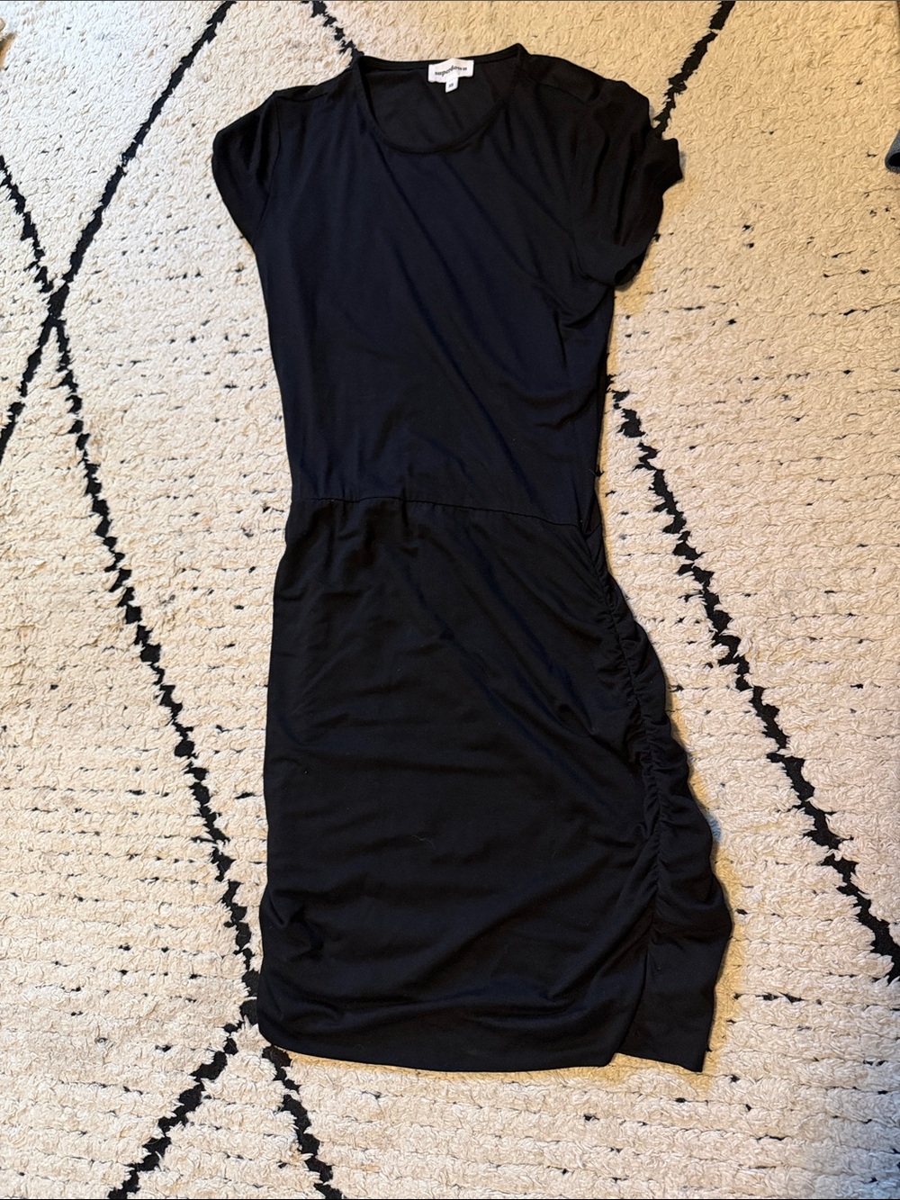 superdown Black Ruched Side Short Sleeve Dress